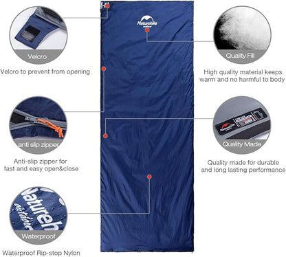 Naturehike Lightweight Compact Sleeping Bag, Envelope Ultralight Backpacking Sleeping Bag Portable, Waterproof, Comfort with Compression Sack for Cold&Warm, Camping, Traveling, Hiking