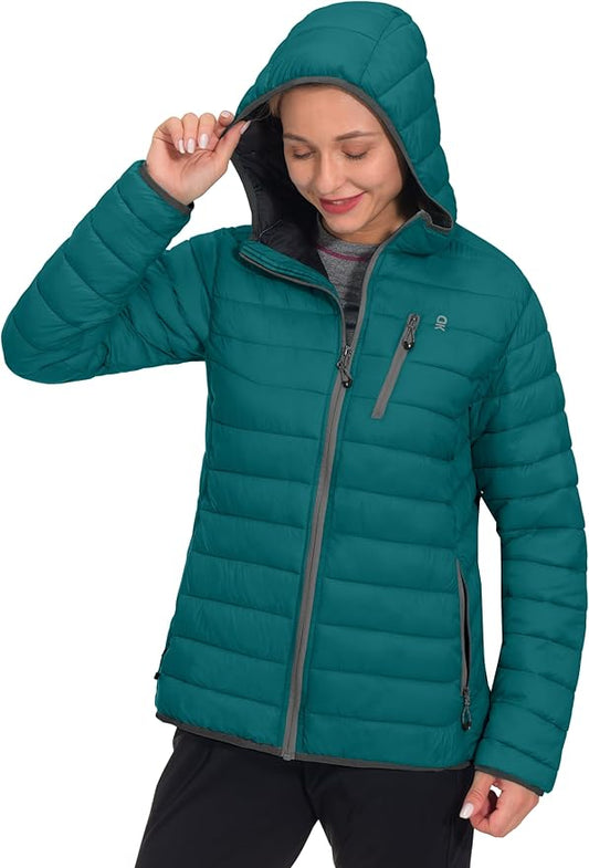 Little Donkey Andy Women's Packable Lightweight Puffer Jacket Hooded Windproof Winter Coat with Recycled Insulation
