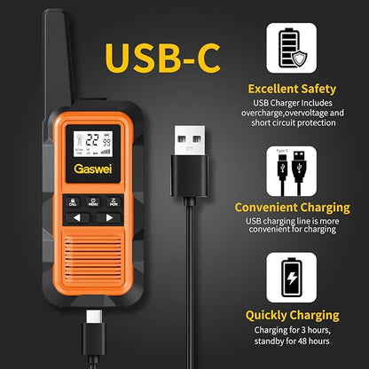 G2pro Walkie Talkies Long Range for Adults, Waterproof, Shock Resistant & Rechargeable Two-Way Radio with VOX 2 Pack(Orange)