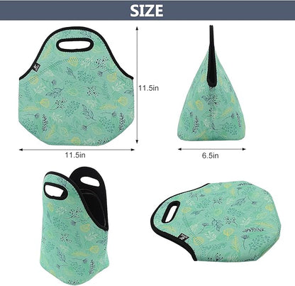 LOVAC Neoprene Lunch Bag, Thick Insulated Lunch Bag - Durable & Waterproof Lunch Tote With Zipper For Outdoor Travel Work School (Leaf)