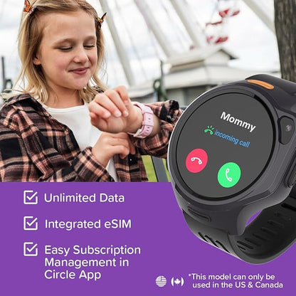myFirst Fone R2 Kids Smartwatch with eSIM Video Calls Messaging Real-Time GPS Tracking SOS Button Safety Alerts School Mode Music Player Ages 5-12, for USA & Canada Gift for Girls (Cotton Candy Mix)