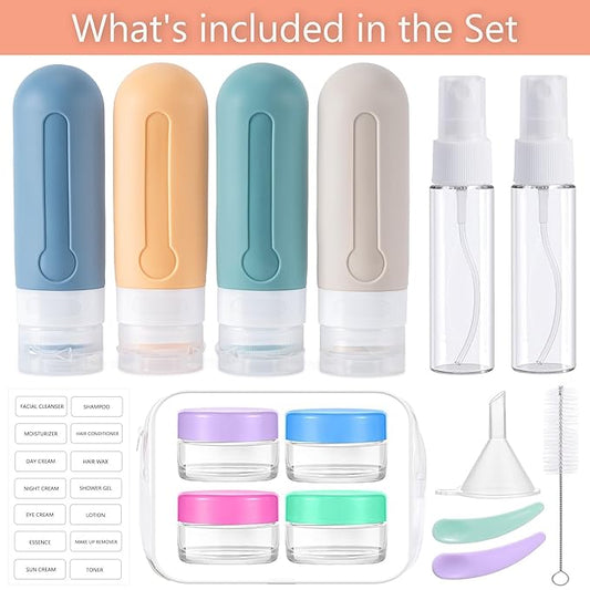 MODENGKONGJIAN 16 Pack Travel Bottles for Toiletries,TSA Approved Silicone Squeezable Travel Shampoo Bottles, 3oz Leak Proof Refillable Toiletry Cosmetic Containers（16 Pcs/Light Yellow）