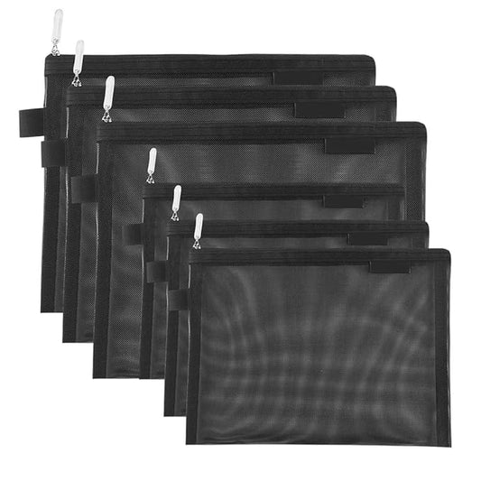 Clear Cosmetic Bags Zip Makeup Mesh Bags Pencil Case Pouch Travel Toiletry Kit Set Storage Case ((6A+5A)*3 Black)
