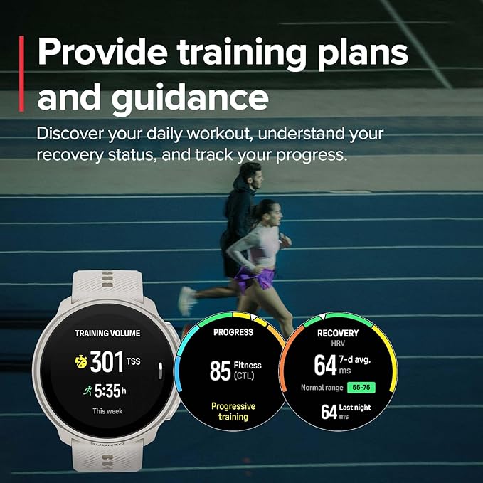SUUNTO Run Running GPS Sports Watch with Silicone Strap, 1.32" AMOLED Touchscreen w/Crown Button, Wrist Heart-Rate & Sleep Health Tracking, Frost Gray