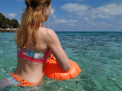 Swim Buoy & Drybag - for Swimmers, Open Water and Triathlon. Pull Buoy for Adults and Kids. Orange Signal Swimming Bubble