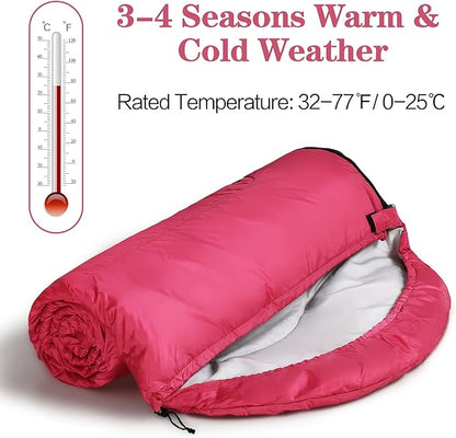 Sleeping Bags for Adults, Teens & Kids - Use for 3-4 Seasons, Warm & Cold Weather - Lightweight,Waterproof, Use for Backpacking, Hiking and Camping