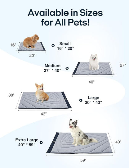 ZonLi Dog Cooling Mat, 43" x 30" Large, Waterproof Cooling Pad for Dogs & Cats, Portable & Durable Pet Mat for Crate, Trunk, Camping, Outdoors, Machine Washable, Tidal Blue
