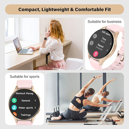 Smart Watch for Women, Built-in Alexa, GPS, HRV, VO2 Max, Blood Oxygen, Sleep & Stress Monitor, Compass, Altimeter, 1.32" AMOLED, Fitness & Women’s Health, Waterproof, iPhone Compatible, Notification