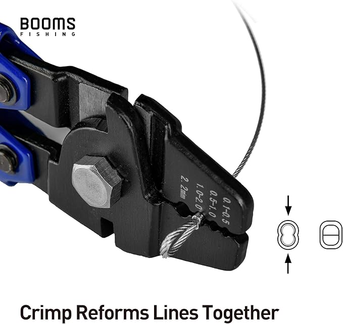 Booms Fishing CP1 Fishing Crimping Pliers, High Carbon Steel Fishing Plier Wire Rope Leader Crimping Tool, 10 inch Crimpers Swager with Ergonomic Handle