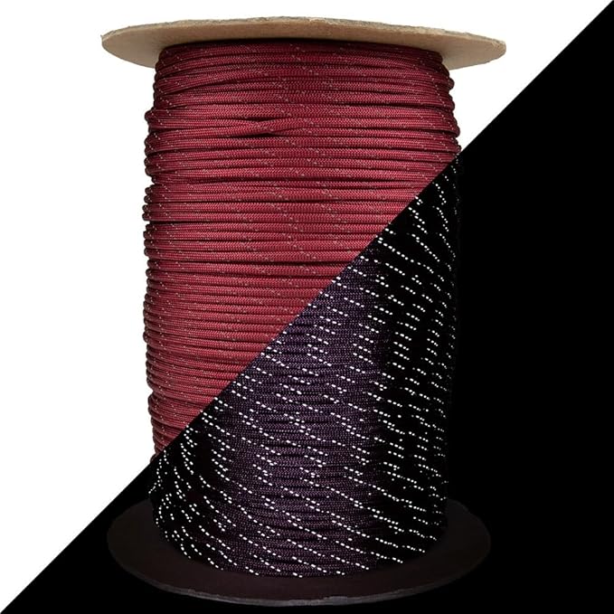 Reflective 550lb Paracord – 7 Strand Type III Nylon Parachute Cord for Hiking, Camping, and Fishing – 30+ Colors and 6 Length Options