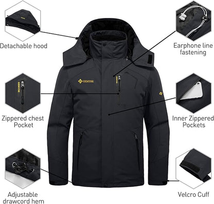 GEMYSE Men's Waterproof 3-in-1 Ski Snow Jacket Puffer Liner Insulated Winter Coat