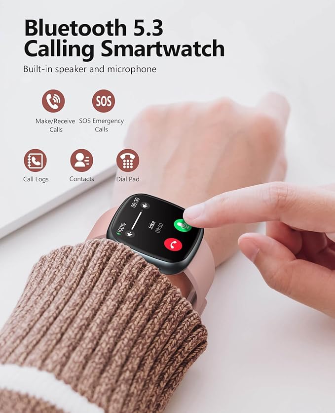 Smart Watch for Women, 1.72" Super Retina HD Display, Fitness Watch with with Sleep Stress, 24/7 Heart Rate HRV Spo2 Monitor, 135 Sports Modes Fitness Tracker, Waterproof Square Watch for Android iOS