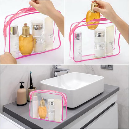Tbestmax 10 Pack Clear Cosmetic Bags Makeup Bags Portable Waterproof TSA Approved Travel Toiletry Bags Organizer