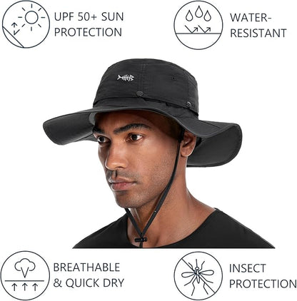 BASSDASH UPF 50+ Mosquito Sun Hat with Hidden Head Net and Neck Flap for Men Women Outdoor Fishing Hiking Camping FH16