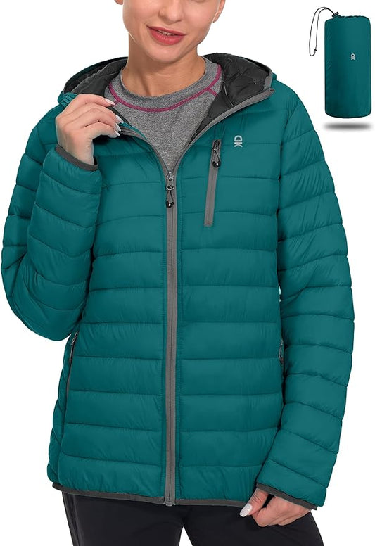Little Donkey Andy Women's Packable Lightweight Puffer Jacket Hooded Windproof Winter Coat with Recycled Insulation
