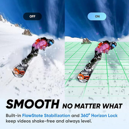 Insta360 X3 Snow Kit (New Version) - 360 Action Camera with 5.7K 360 Active HDR Video, 4K Single-Lens Camera, Waterproof, FlowState Stabilization, 2.29" Touchscreen, AI Editing, Wintersports
