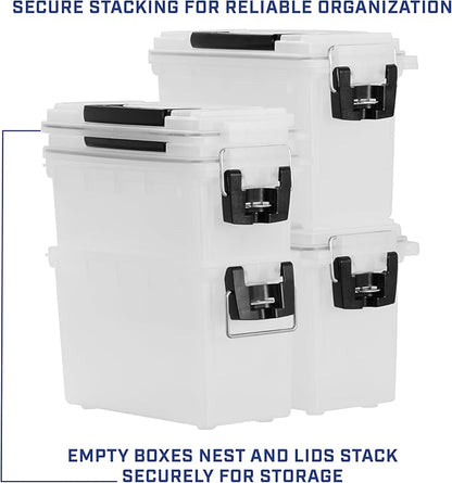 Sheffield 12635 Ammo Storage Box, Stackable .30 Cal Field Boxes, Water and Dust Resistant, Lockable Storage Box with Handle, Secures Hunting Gear, Supplies, and Bullets, Made in USA, Frost, 1-Pack