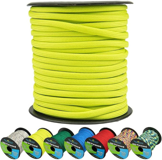 West Coast Paracord 550lb Paracord Spools – 7 Strand Type III Tactical Parachute Cord for Hiking, Camping, and Fishing – Avocado (100 ft)