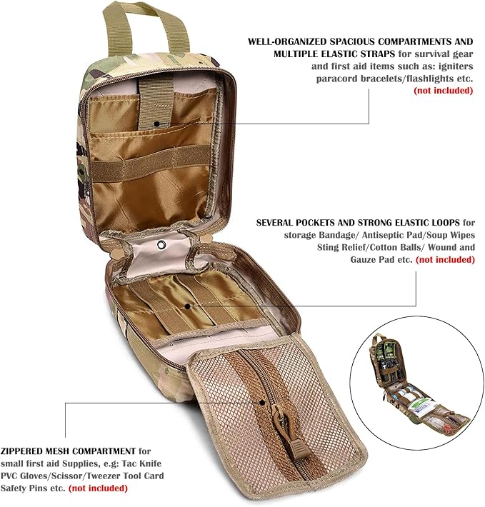 Molle First Aid Pouch Empty Medical Bag IFAK Tactical Rip-Away Pouches Small Bug Out Bags Trauma Medic Bag