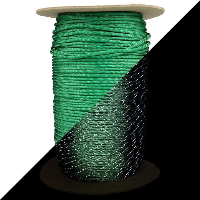 Reflective 550lb Paracord – 7 Strand Type III Nylon Parachute Cord for Hiking, Camping, and Fishing – 30+ Colors and 6 Length Options