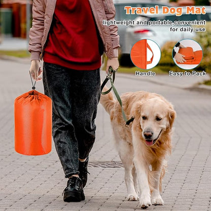 BWOGUE Large Outdoor Dog Bed, Portable Waterproof Camping Mat, Washable Travel Mat with Carry Bag for Medium and Large Dogs, 57"X39" (Orange)