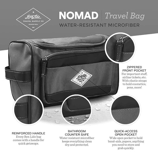 Convenience Kits International Men's Premium 15-Piece Kit wth Travel Size TSA Compliant Essentials, Featuring: Head & Shoulders Dandruff Shampoo Classic Clean and Palm Scalp Brush in Black Dopp Bag
