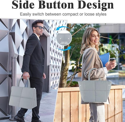 Coobiiya Lunch box for Women/Men/Adult, Thickened Quilted Puffer Lunch Box Lunch Bag Women, Small Leakproof Cute Lunch Tote Large Capacity Reusable Insulated Cooler Lunch Container for Work-Grey