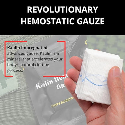 First Aid Advanced Quick Clotting Combat Gauze - Flexible Hemostatic Gauze - to Stop The Bleed kit Faster with Quick Clotting - Survival Kit Supplies - 3" x 12.5' - Pack of 10