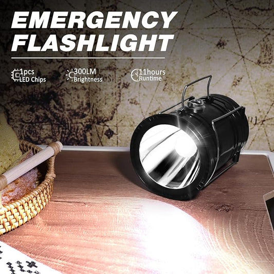 DIBMS 2-Pack Solar Camping Lantern, Collapsible LED Solar USB Rechargeable Lantern Flashlight Emergency Hanging Lights for Camping Hurricanes Power Outages Indoor Outdoor