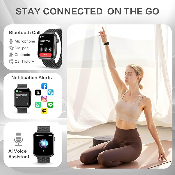 Smart Watches for Men Blood Pressure, DA GPT AI Waterproof Smartwatch, 1.9" AMOLED Display, 24/7 Heart Rate, Blood Oxygen, Stress Sleep Monitor, 123 Sports Fitness Tracker, Compatible Android and iOS