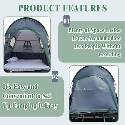 Pickup Truck Tent 5.5-6.0 Ft Truck Bed Tent 210D PU2000 Waterproof 2-Person UV50+ All-Weather Camping Gray-Green
