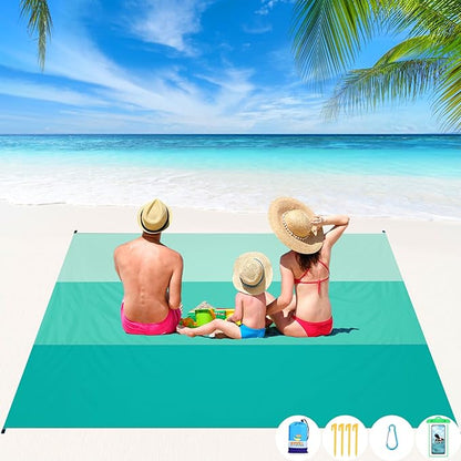 BYDOLL Beach Blanket Waterproof Sandproof 78''×81'' 1-7 Adults Oversized Lightweight Large Picnic Mat Waterproof Sandproof Blanket for Beach