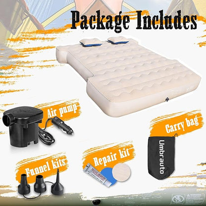 Umbrauto Air Mattress for 5.5-5.8ft Full Size Short Truck Bed, Flocking Surface Inflatable Airbed for Pickup Tent Camping, Sleeping Pad with Pump, Carry Bag