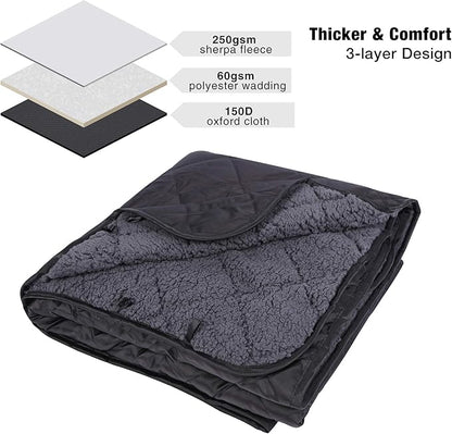 REDCAMP Large Camping Blanket with Sherpa Lining, Cold Weather Warm Outdoor Blanket Windproof for Camping Stadium, Machine Washable 59"x 79"