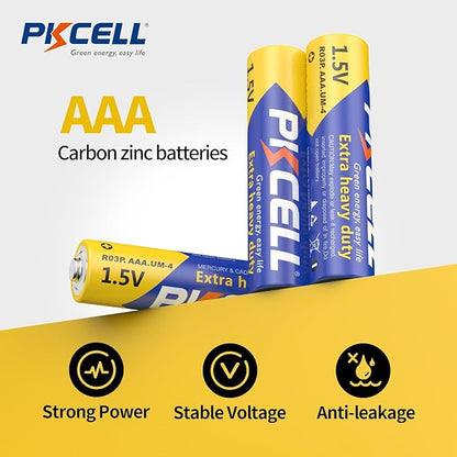 PKCELL AAA Batteries 100 Pack, Triple A Batteries, 1.5V High-Performance Carbon Battery for LED Candles Clock Remote Controls Flashlights