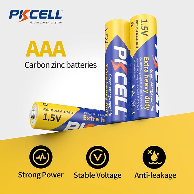 PKCELL AAA Batteries 40 Pack, Triple A Batteries, 1.5V High-Performance Carbon Battery for LED Candles Clock Remote Controls Flashlights