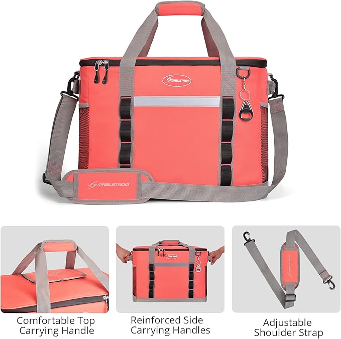 Maelstrom Soft Cooler Bag,Collapsible Soft Sided Cooler,24/30/60/75 Cans Beach Cooler,Ice Chest,Large Leakproof Camping Cooler,Portable Travel Cooler for Grocery Shopping,Camping,Road Trips