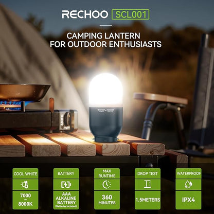 RECHOO Camping Essentials, 4 Pack Camping Lantern for Power Outages, Portable Camping Tent Lights with Clip Hook for Outdoor, Survival Gear for Hurricane, Emergency Supplies (Battery Included)