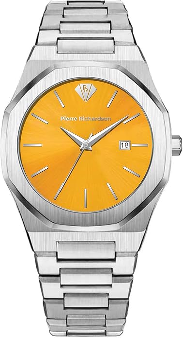 PIERRE RICHARDSON PR5428 Men’s Luxury Watch – Japanese Quartz Movement, Stainless Steel, 41mm, 5ATM Water Resistant, Scratch-Resistant Sapphire Crystal Glass – Classic Dress Watch for Men