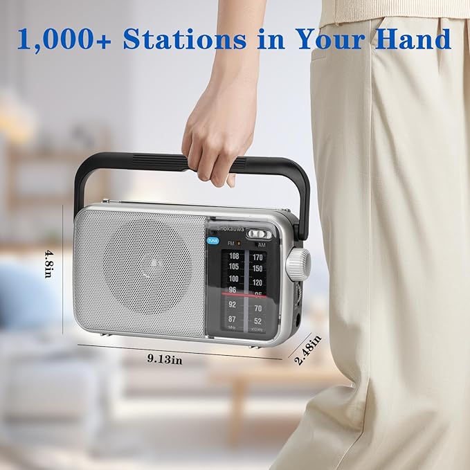 AM FM Radio Portable-Transistor Radio,Battery Powered or Mains Operated,Suitable for Home and Outdoor use,with Robust Reception and Built in Speaker,Ideal as a Small Gift for The Elderly
