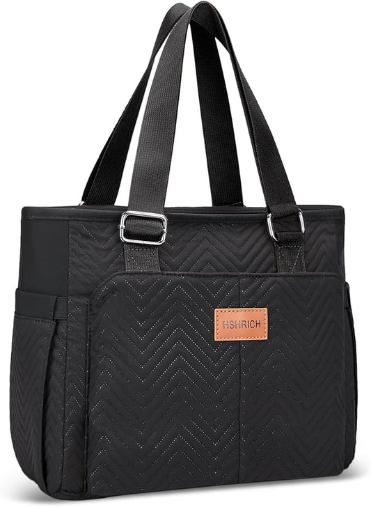 Large Women's Insulated Lunch Bag, Black, 12L, Composite and Aluminum