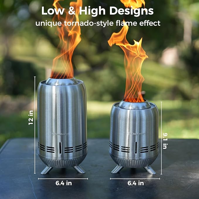 KingCamp Smokeless Fire Pit, Ultralight Stainless Steel Fire Pits Portable Camping Stove with Stand, Removable Ash Pan & Carry Bag for Camping Outdoor Bonfire Patio Backyard Chisel Steel