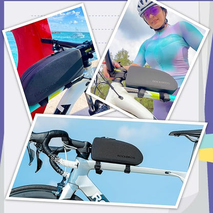 ROCKBROS Bike Top Tube Bag Bicycle Front Frame Bag Waterproof Bike Pouch Pack Bike Phone Bag Cycling Accessories Pouch for Mountain Road Bike Large