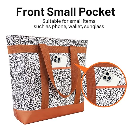 Insulated Reusable Tote Bag for Grocery Shopping for Women/Men, Pizza/Food Delivery Bag to Keep Food Cold/Hot for Uber Eats/Doordash/Grubub, Cooler bags for Travel/Beach/Picnic, Cow Print