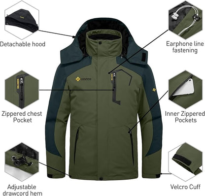 GEMYSE Men's Waterproof 3-in-1 Ski Snow Jacket Puffer Liner Insulated Winter Coat