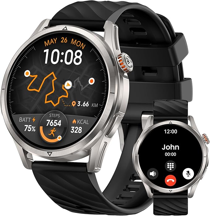 KOSPET Magic R10 Smart Watch for Men Women with GPS, 50-Day Battery Life, 1.43" AMOLED, 5ATM Waterproof Fitness Watch with Heart Rate/Sleep Tracker, Voice Assistants (Silver)