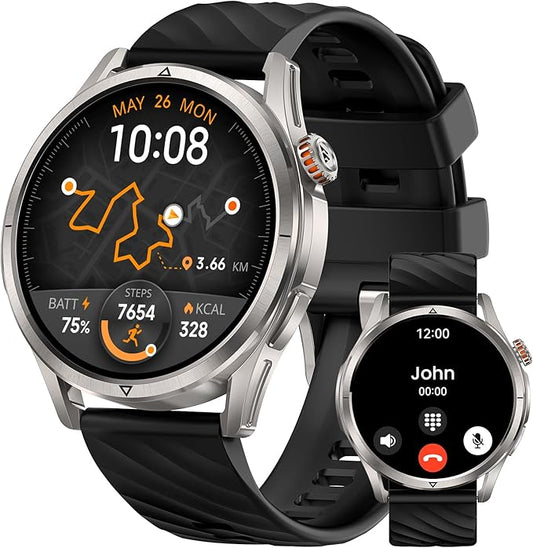KOSPET Magic R10 Smart Watch for Men Women with GPS, 50-Day Battery Life, 1.43" AMOLED, 5ATM Waterproof Fitness Watch with Heart Rate/Sleep Tracker, Voice Assistants (Silver)
