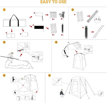 KingCamp Shower Tent, Large Portable 1/2 Room Dressing, Toilet and Changing Tents with Shower Bag & Floor for Camping & Travel