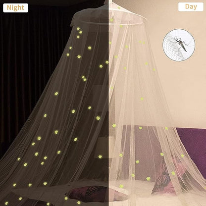 Mosquito Net for Bed, Large White Bed Canopy for Girls, Hanging Bed Net, Ideal for Bedroom Decorative, Travel with Storage Bag (Snowflake)