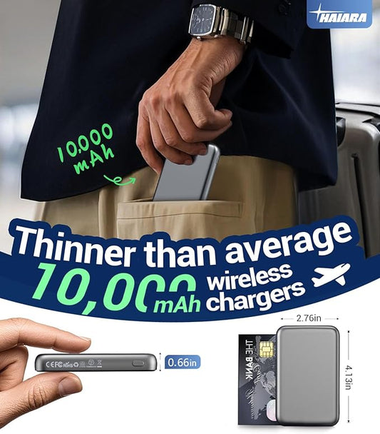 for Magsafe Battery Pack, 10000mAh Magnetic Portable Charger with USB-C Cable 20W Fast Charging, Slim & Lightweight Wireless Power Bank for iPhone 17/16/15/14/13 Series, for Travel Cruise Essentials